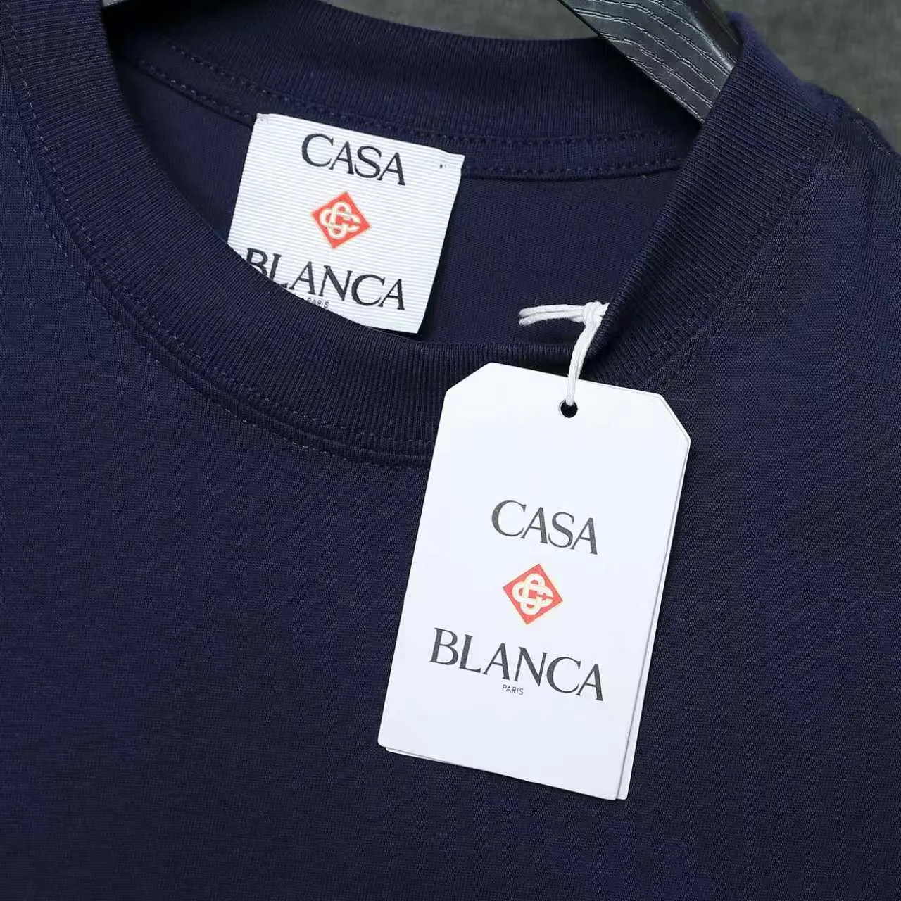 26ss CASABLANCA original printing process short-sleeved T-shirt original development using high-density double yarn pure cotton fabric upper body soft and comfortable color Black White Dark Green color Orange Pink Blue Royal Blue color cigarette powder 8 colors Sizes S M L XL